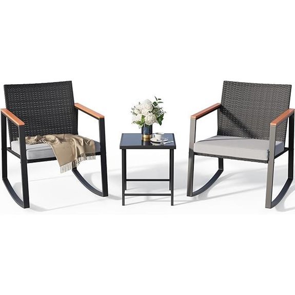 Gizoon 3-Piece Rocking Patio Bistro Set with Glass Table
