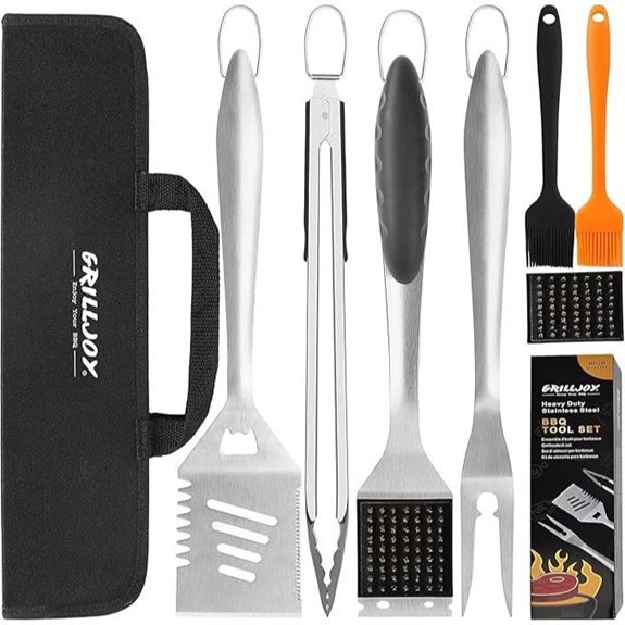 Grilljoy 8PCS BBQ Grill Tools Set with Portable Bag