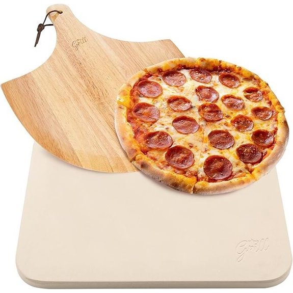 HANS GRILL Rectangular Pizza Stone with Wooden Peel (15x12)