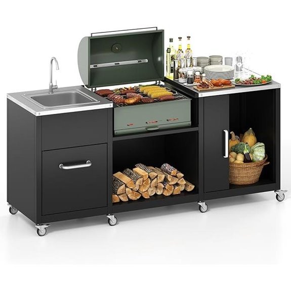 10 Best Modular Outdoor Kitchens for 2026 7 Happygrill 80 Outdoor Grill Table with Sink & Wheels