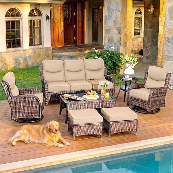 HILLGA 7-Piece Patio Furniture Set with Thick Cushions (Beige)