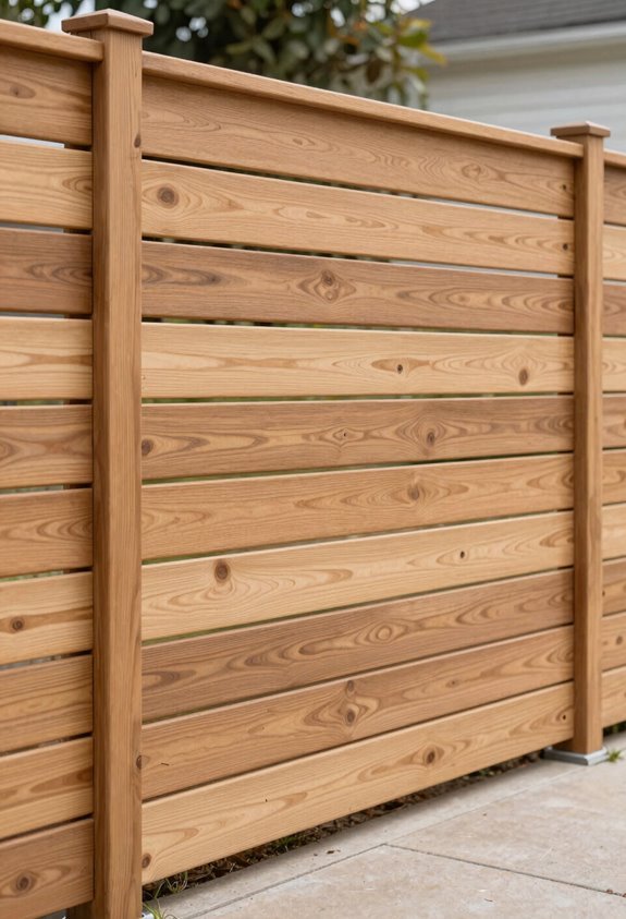 10 Cheap Backyard Fence Ideas That Actually Look Good 7 horizontal slat fence conquers slopes