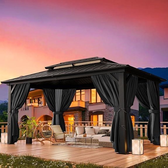 15 Best Gazebos for Backyards in 2026 8 HOTEEL 10x12 Hardtop Gazebo with Steel Roof and Curtains