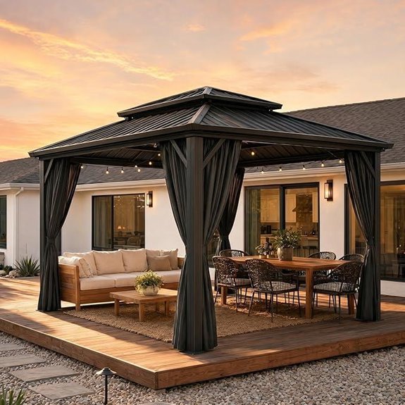 14 Best Gazebos for High Winds in 2026 13 HOTEEL 10x12 Hardtop Gazebo with Steel Double Roof