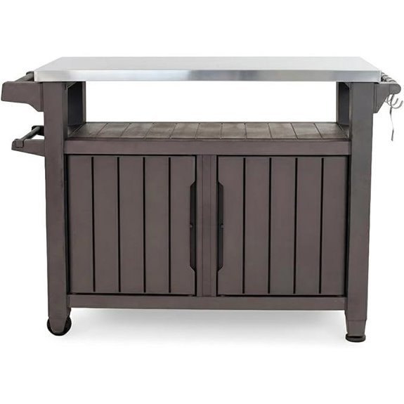 10 Best Outdoor Kitchen Islands for 2026 (Entertain Like a Pro) 3 Keter Outdoor Rolling Table Cart for Food Prep & Storage