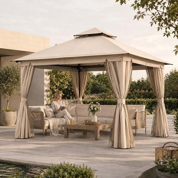 14 Best Gazebos for High Winds in 2026 11 Kingdura 10'x10' Metal Patio Gazebo with Netting & Curtains