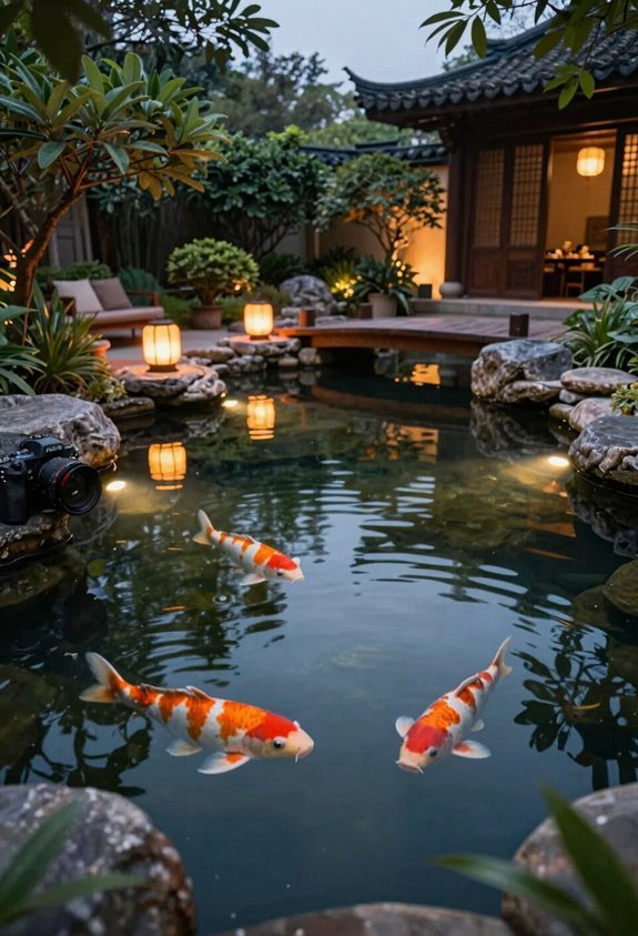 10 Backyard Koi Pond Ideas That Transform Your Space 10 koi pond lighting setup