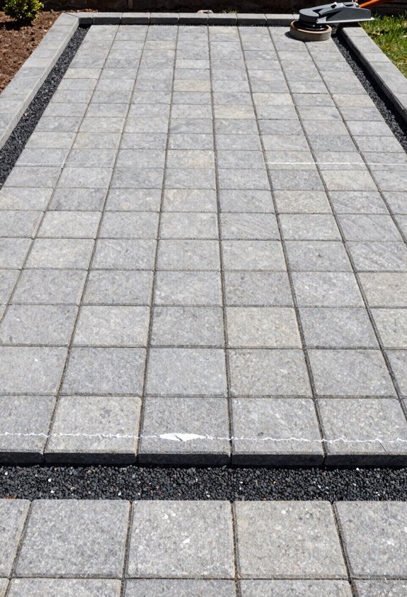 lay fabric gravel sand compacted base