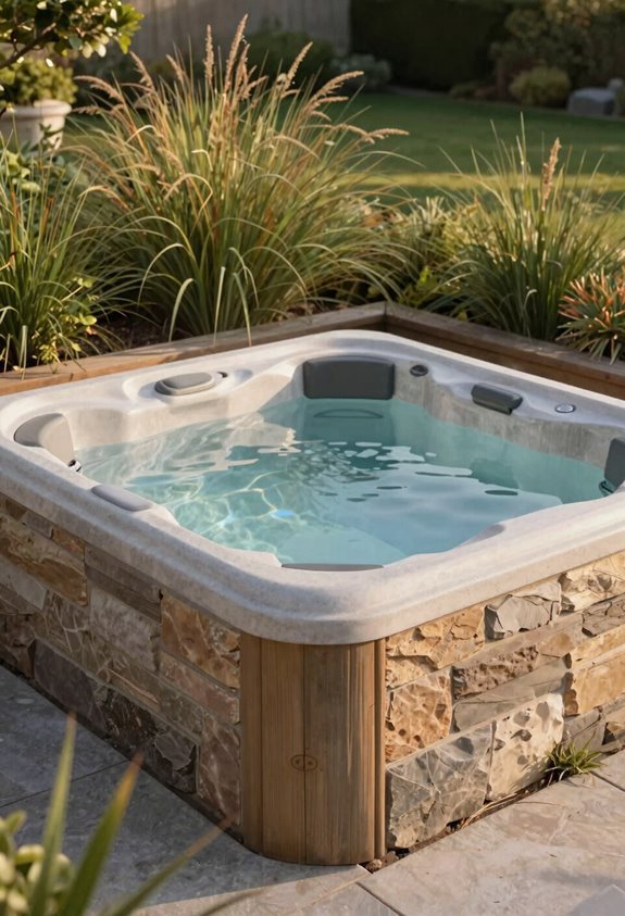 10 Best Backyard Ideas for Hot Tub Placement and Design 10 layered plantings against hardscape harmony