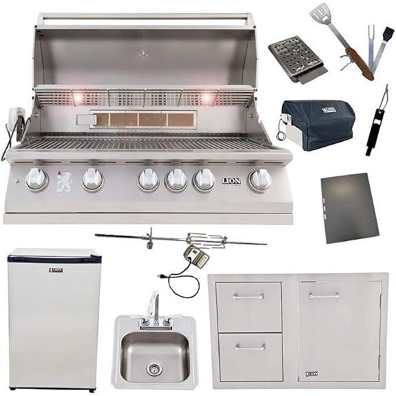 10 Best Rated Outdoor Kitchen Appliances for 2026 5 Lion 40 Natural Gas Grill Package with Refrigerator Sink & BBQ Tools