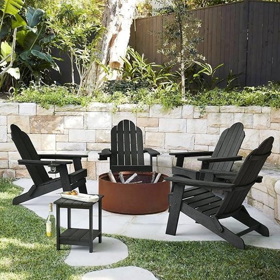 LUE BONA Folding Adirondack Chairs set of 4 (black)