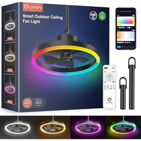 Lumary Smart Gazebo Ceiling Fan with Color Lights