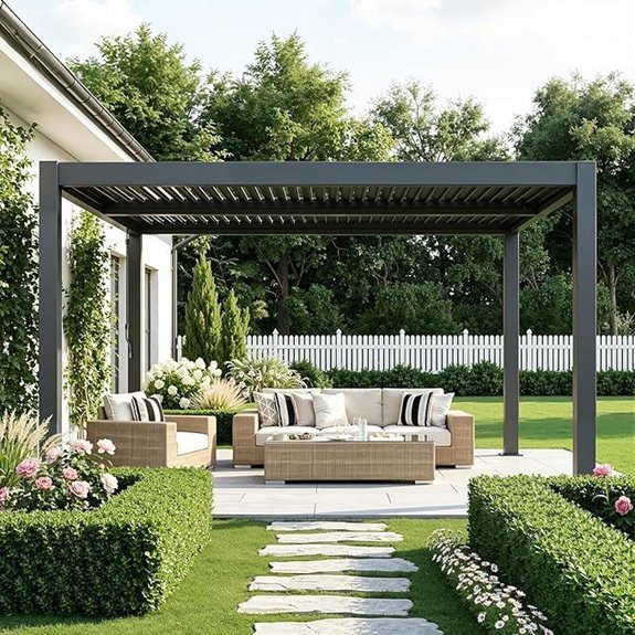 MELLCOM 10x12 Metal Pergola with Adjustable Louvered Roof