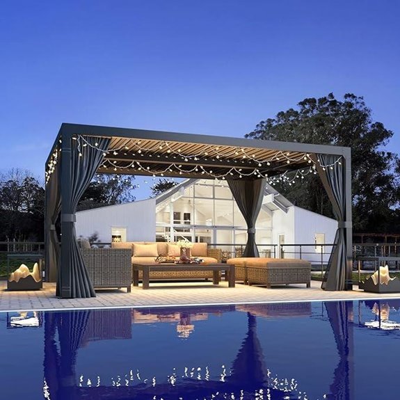 MELLCOM Louvered Pergola 10x12 with Adjustable Roof