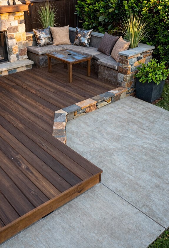 7 Deck and Patio Ideas to Maximize Your Outdoor Space 5 mix wood stone concrete contrast