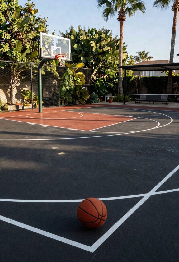 5 Backyard Basketball Court Ideas for Your Home 4 multi sport court with blue lines