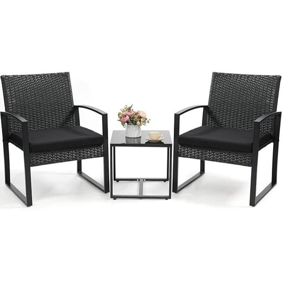 Murago Outdoor 3-Piece Wicker Bistro Set with Coffee Table