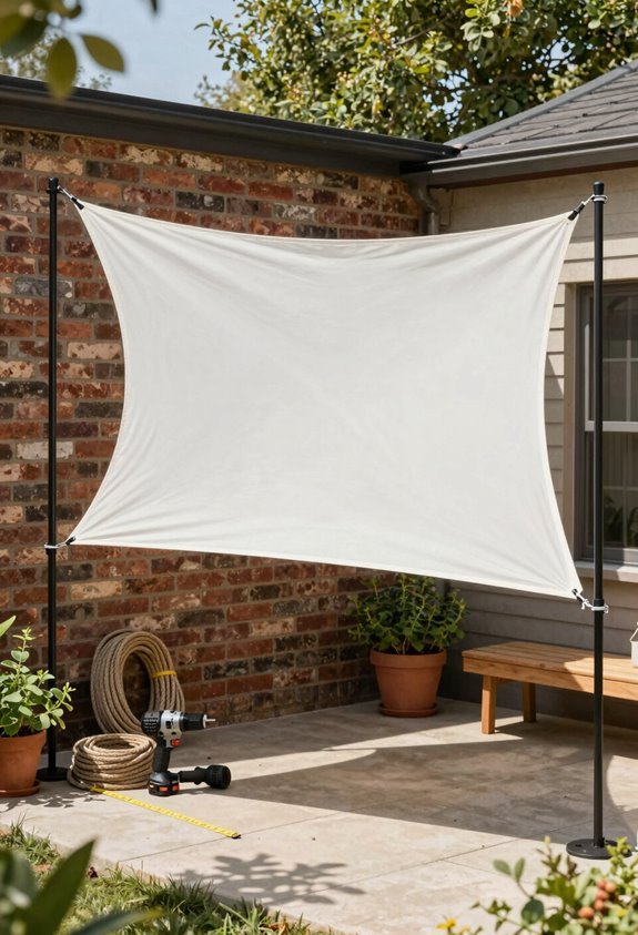 10 DIY Patio Shade Ideas Under $100 5 no sew shade sail installation