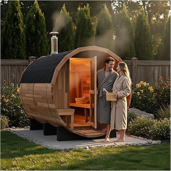 10 Best Outdoor Barrel Saunas for 2026 8 ZONEMEL Outdoor Cedar Barrel Steam Sauna for 4-6