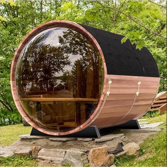 10 Best Outdoor Barrel Saunas for 2026 9 Outdoor Wooden Panoramic Barrel Sauna 4-6 Person (Red Cedar)