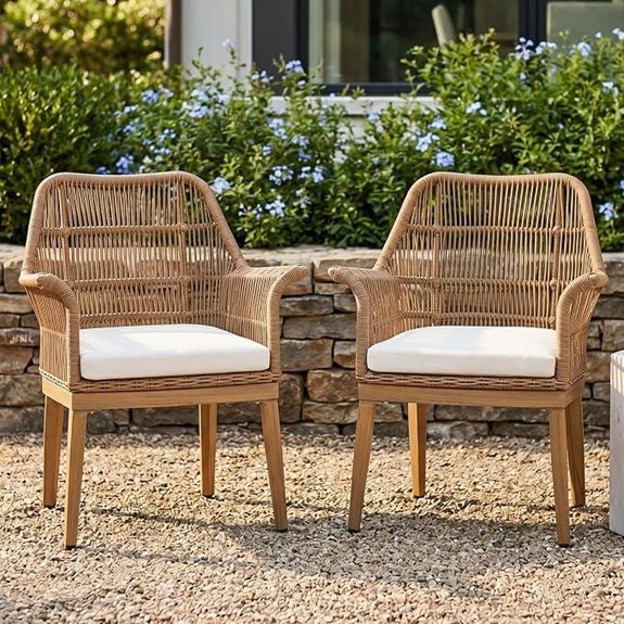Outdoor Rattan Dining Chairs Set of 2 Beige