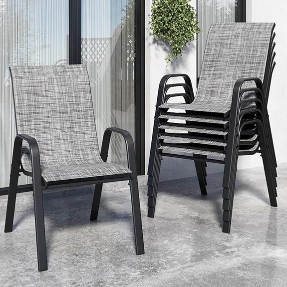 Patio Chairs Set of 6 Stackable Outdoor Dining Chairs