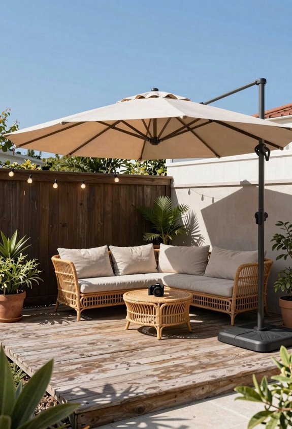 pavilion shade with adjustable umbrella