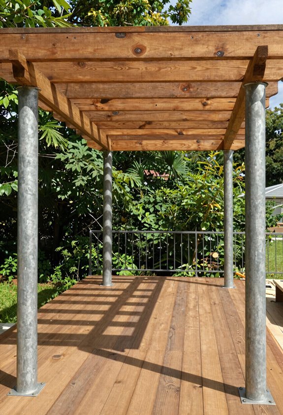 pergola load over deck beams