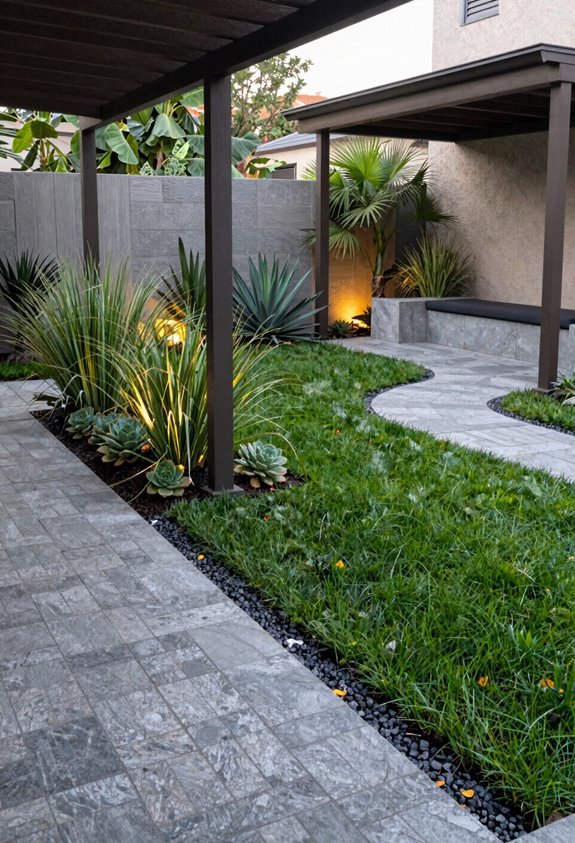 7 Smart Alternatives to Grass in Your Backyard 4 permeable hardscape shaded canopy