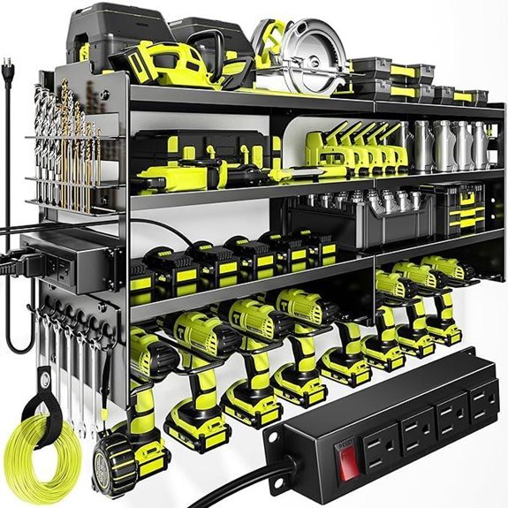 POKIPO Large Power Tool Organizer Wall Mount with Charging Station
