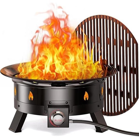 Ciays Portable Propane Fire Pit with Grill Grate (19 Inch)