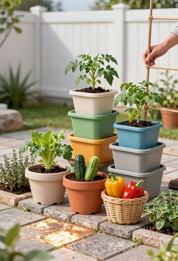 10 Backyard Vegetable Garden Ideas That Maximize Small Spaces 8 pots vertical farming drainage matters