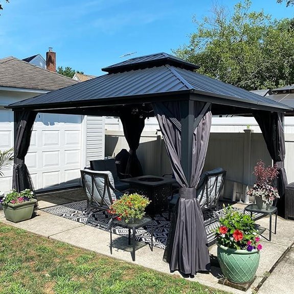 PURPLE LEAF 12' x 14' Hardtop Gazebo with Steel Double Roof