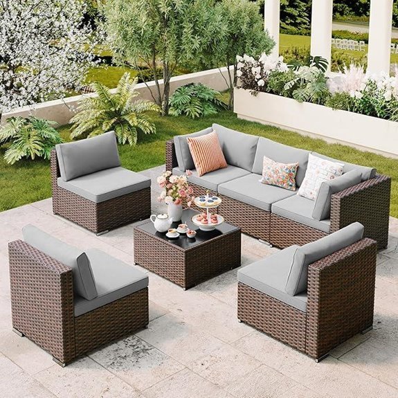 Qsun 7-Piece Outdoor Patio Furniture Set (Grey)