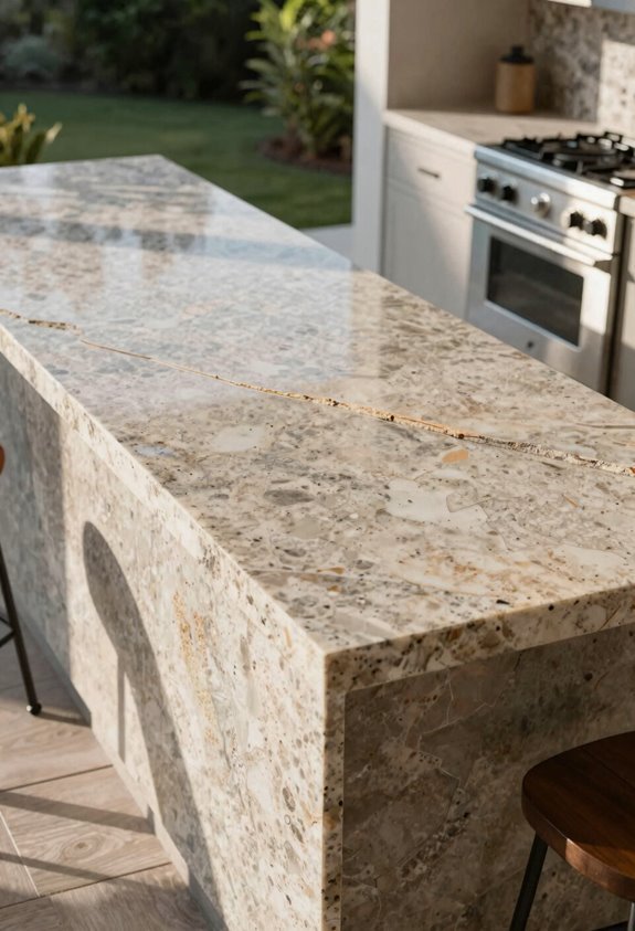 quartz outdoors uv damage cracking fading