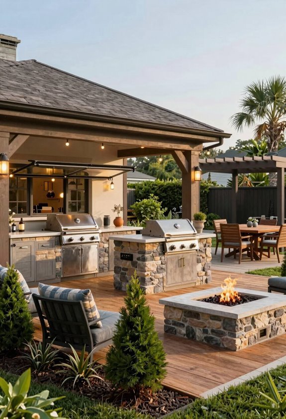 10 Backyard BBQ Area Design Ideas for Outdoor Entertaining 8 roofed patio for year round grilling