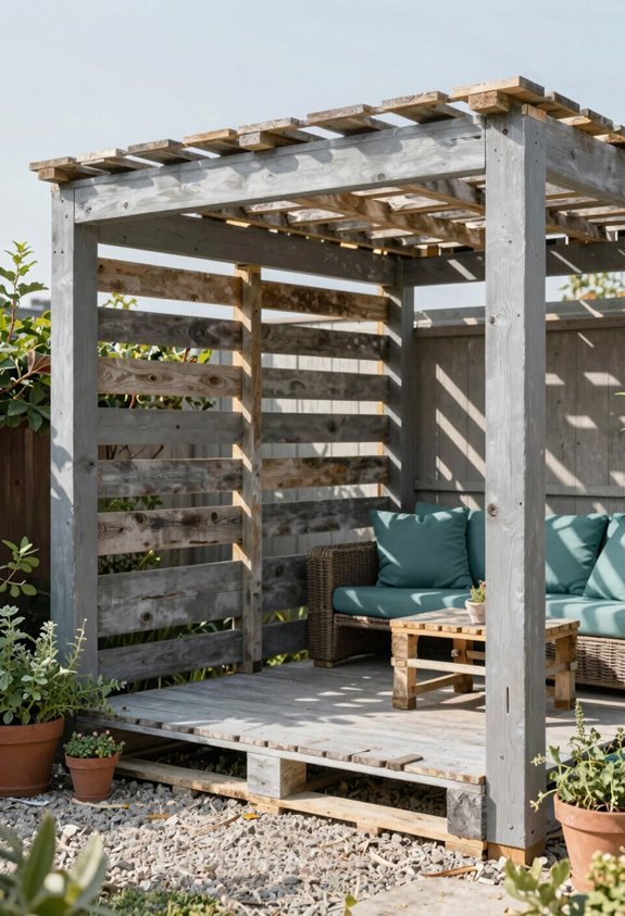 10 DIY Patio Shade Ideas Under $100 8 salvaged pallets canopy shelter