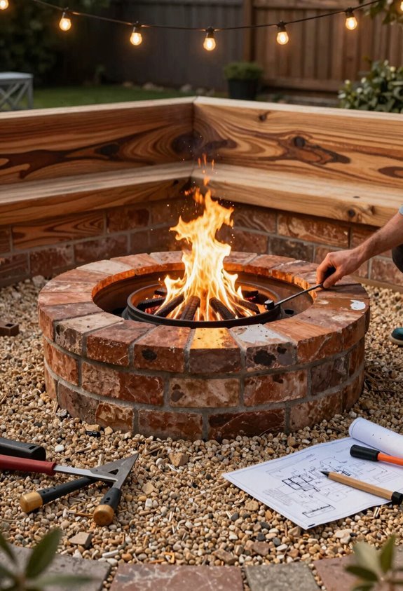 Do It Yourself Outdoor Fire Pit Build Guide 7 sand brushed pit semicircular seating