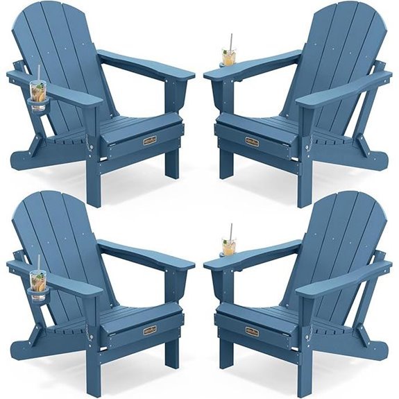 SERWALL Folding Adirondack Chair Set of 4 (Blue)