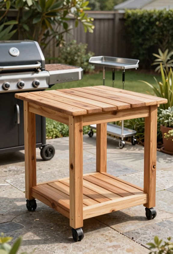slatted cedar cart finished mobile