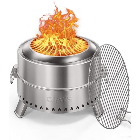CIAYS 19 Smokeless Fire Pit with Grill Rack