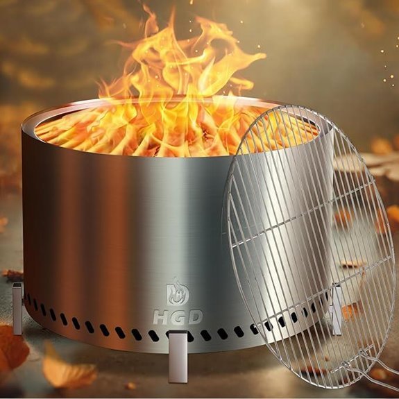 HGD 28 Smokeless Firepit with Stand & Grill Rack