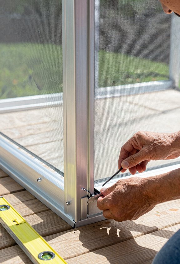 How to Build a DIY Screened-In Patio in 10 Steps 9 square frames oversized fabric snug spline