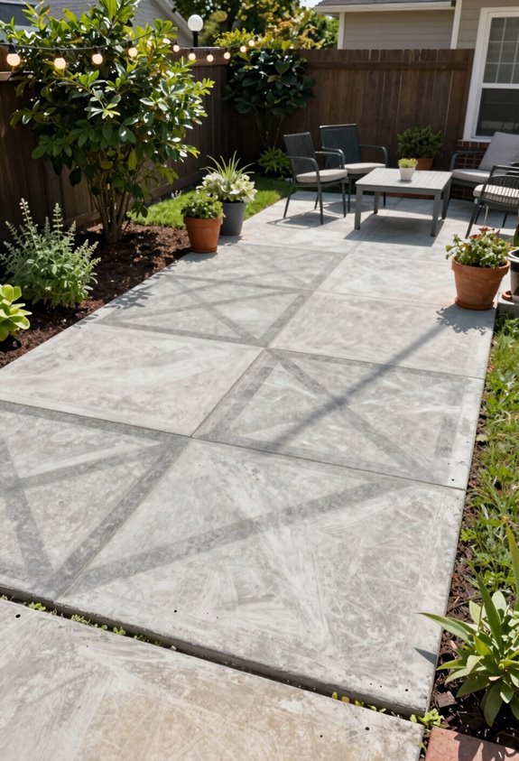 10 Big Backyard Design Ideas That Transform Unused Space 4 stencil costs crisp edges patterned patio