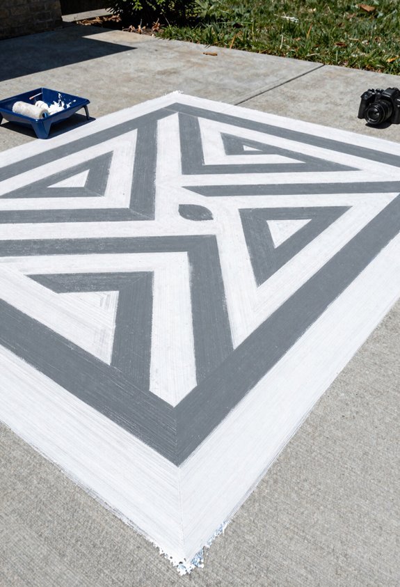 stenciled patio budget diy