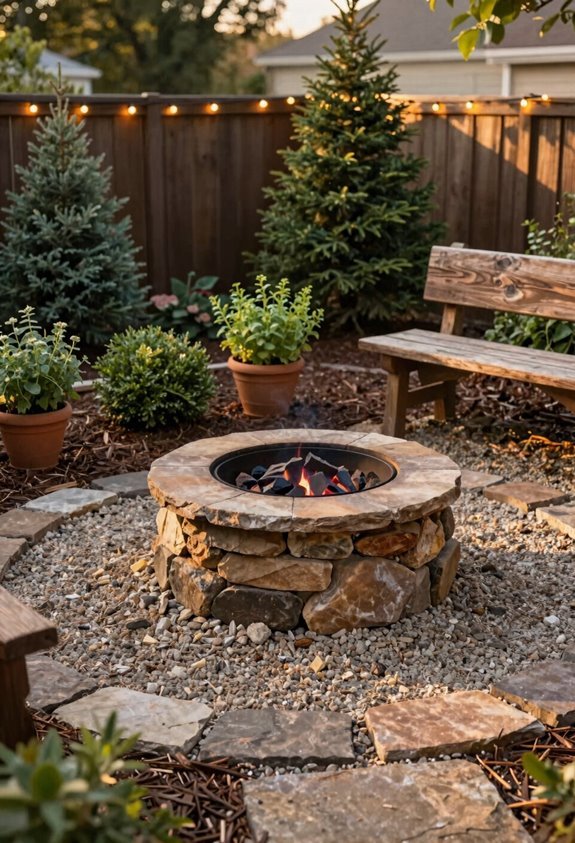 10 Budget-Friendly Backyard Fire Pit Landscaping Ideas 3 stone fire pit with gravel base