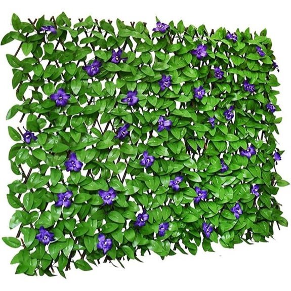 Sumery Expandable Faux Ivy Privacy Fence (Purple Flowers)