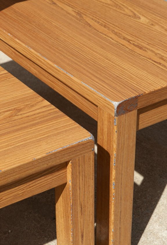 teak becomes golden then silver patina eucalyptus darkens