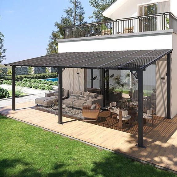10' x 20' Lean to Hardtop Gazebo Pergola