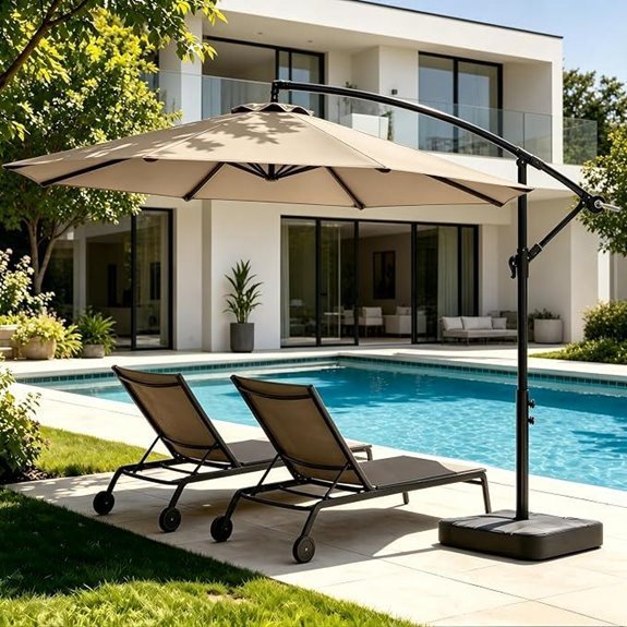 OLILAWN 10FT Cantilever Offset Patio Umbrella with Base